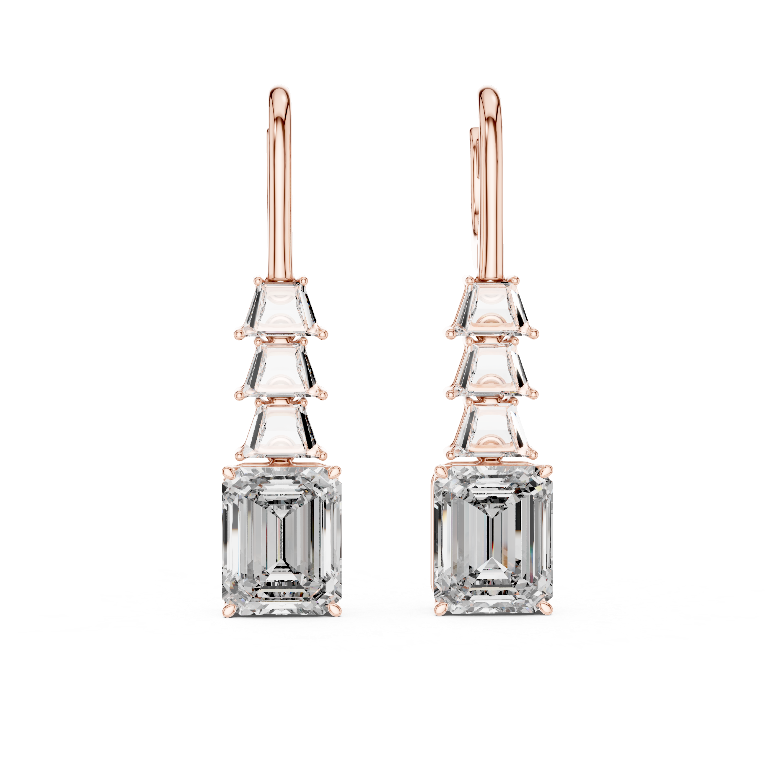 Emerald Cut Diamond Drop Earrings