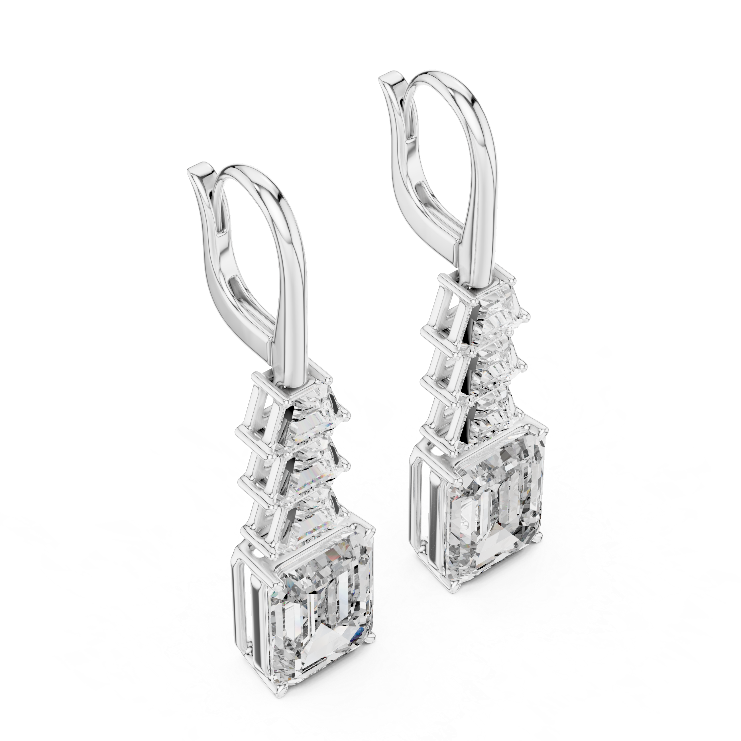 Emerald Cut Diamond Drop Earrings