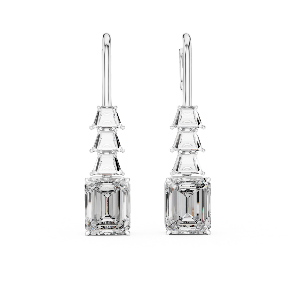 Emerald Cut Diamond Drop Earrings