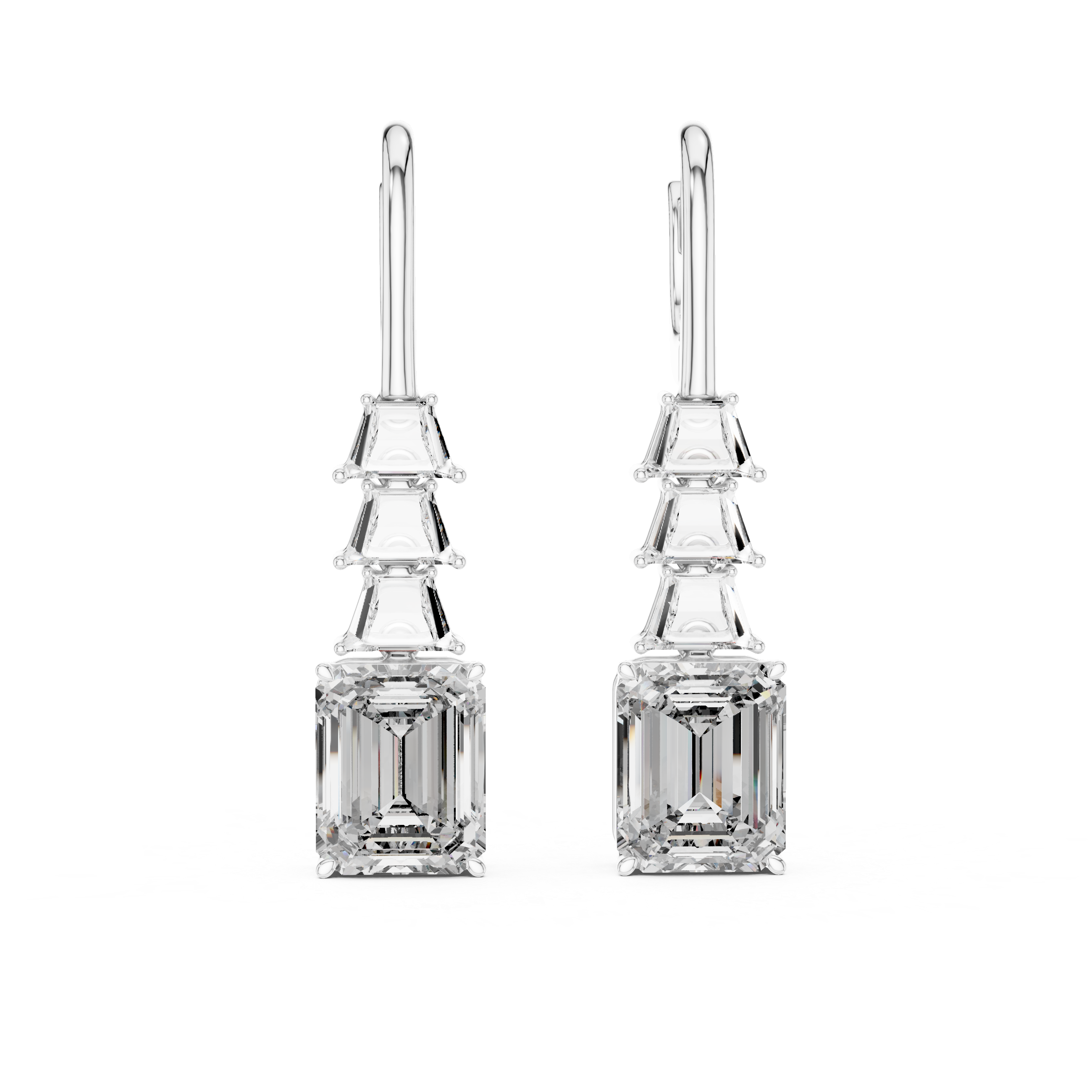 Emerald Cut Diamond Drop Earrings