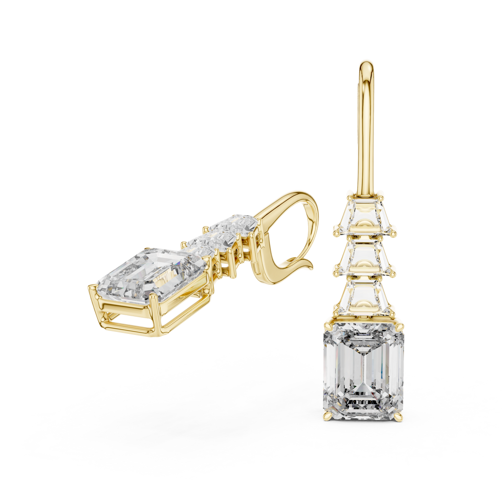 Emerald Cut Diamond Drop Earrings