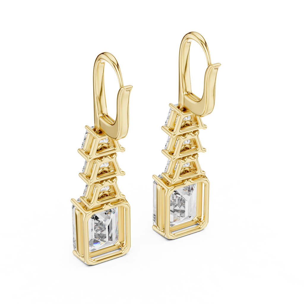 Emerald Cut Diamond Drop Earrings