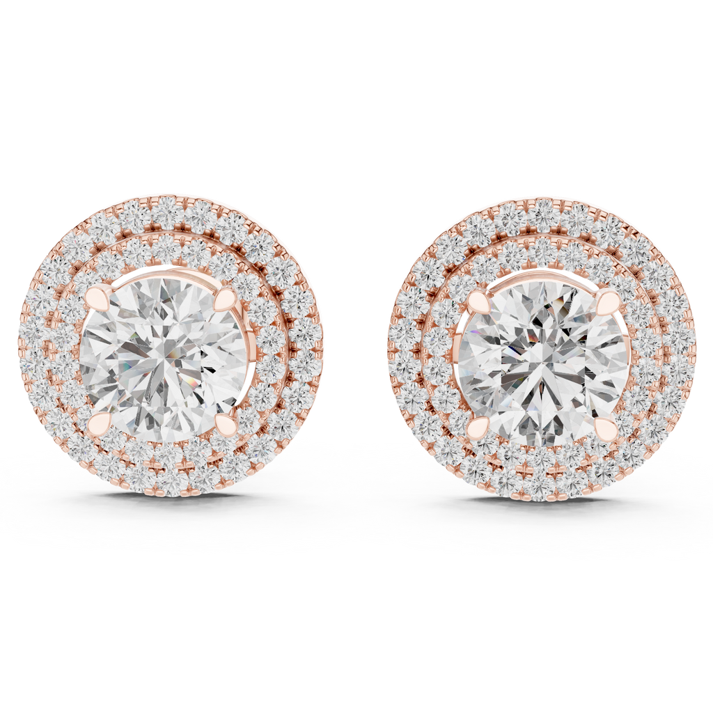 Halo Diamond Stud Earrings