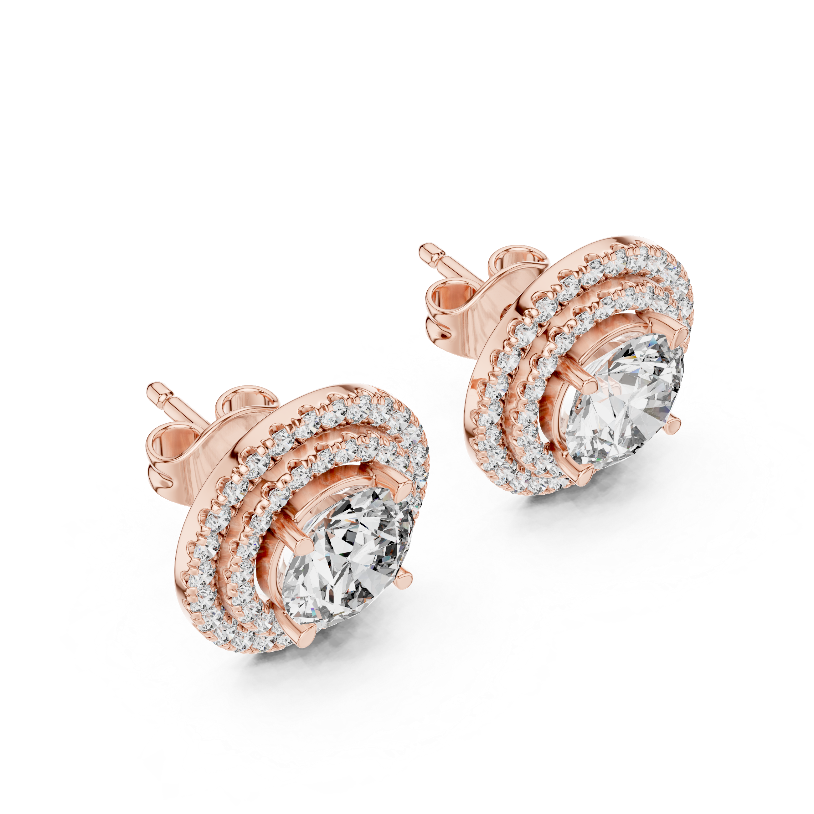 Halo Diamond Stud Earrings