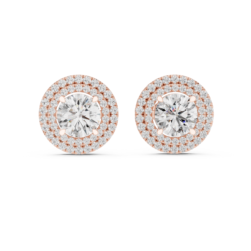 Halo Diamond Stud Earrings