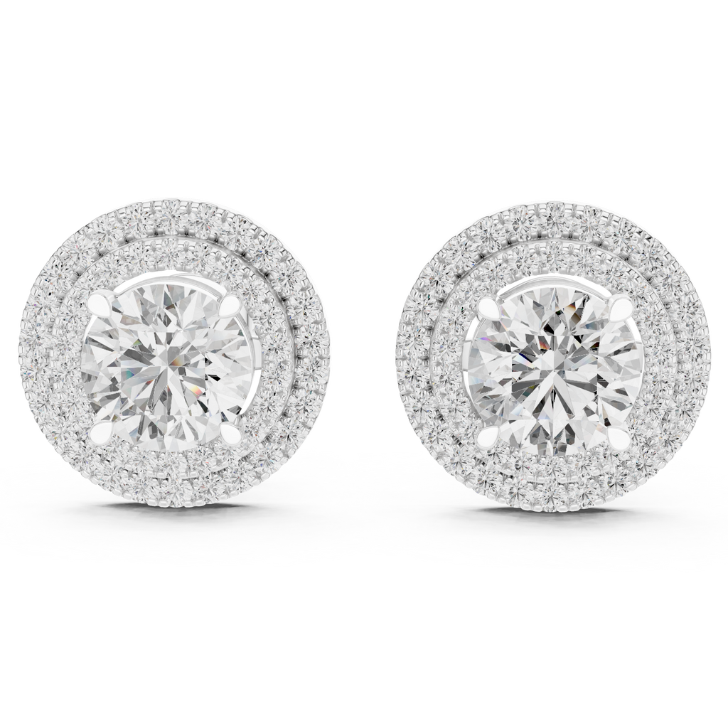 Halo Diamond Stud Earrings