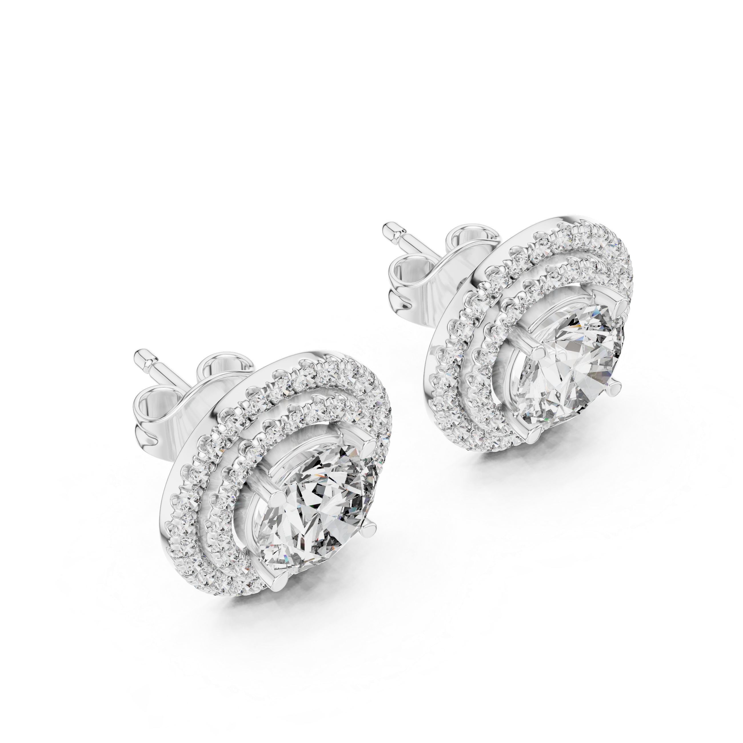 Halo Diamond Stud Earrings