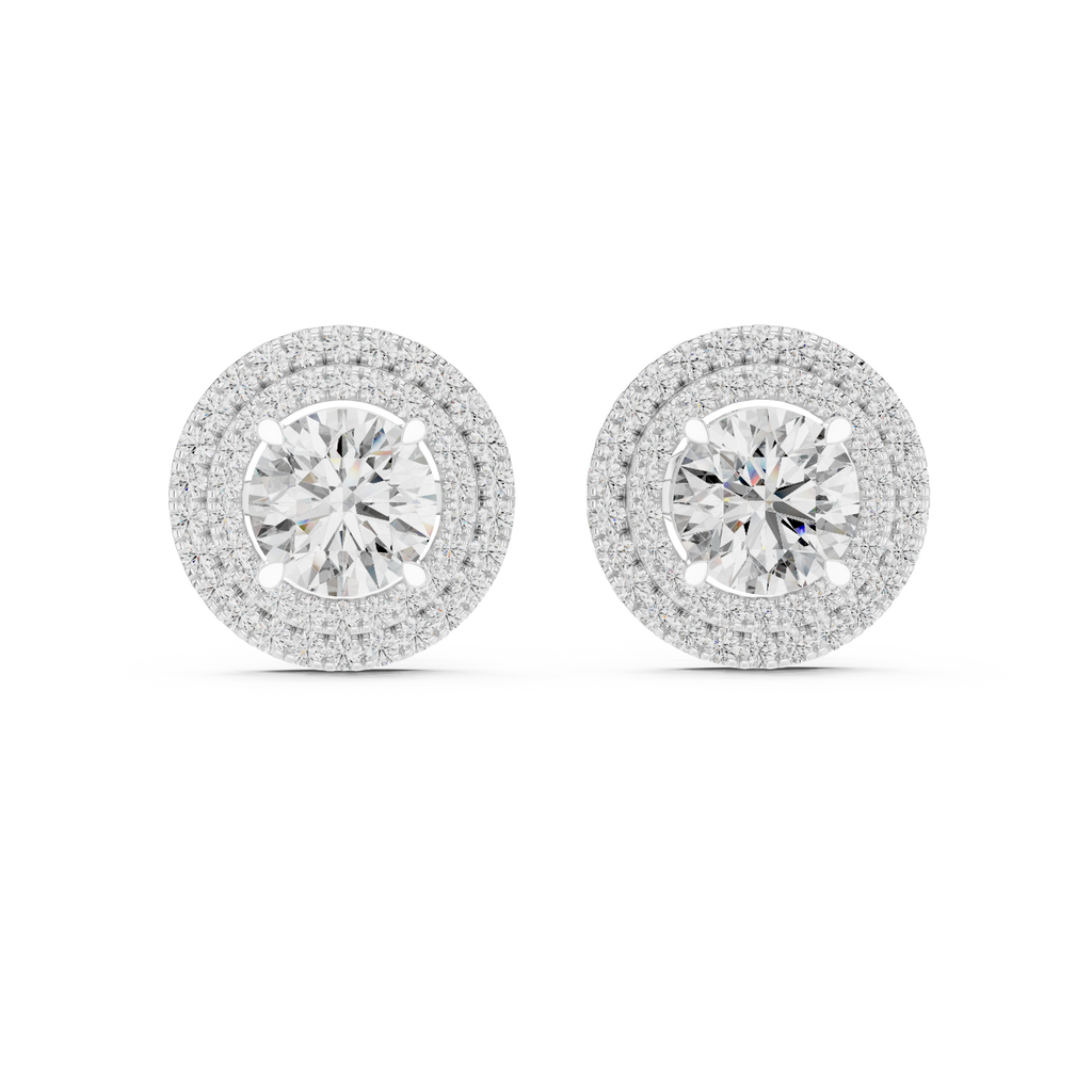 Halo Diamond Stud Earrings