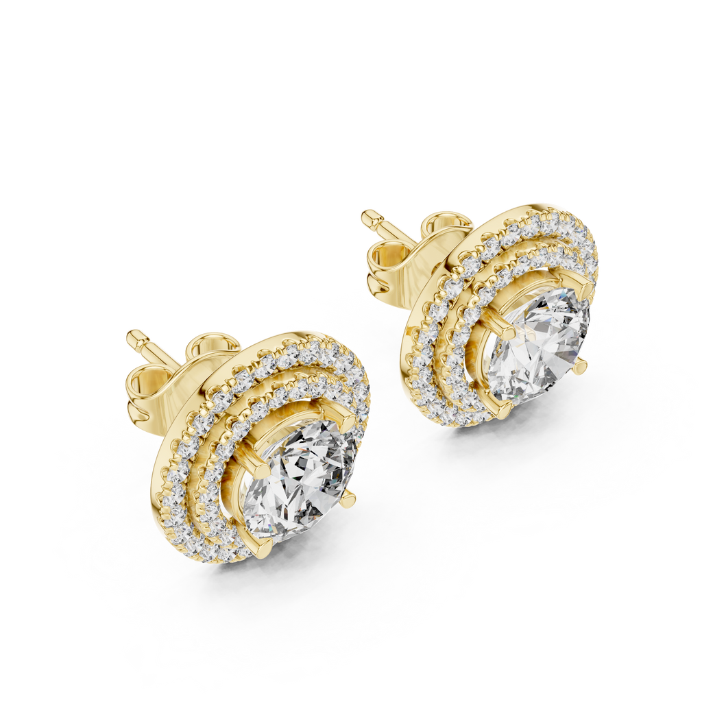 Halo Diamond Stud Earrings