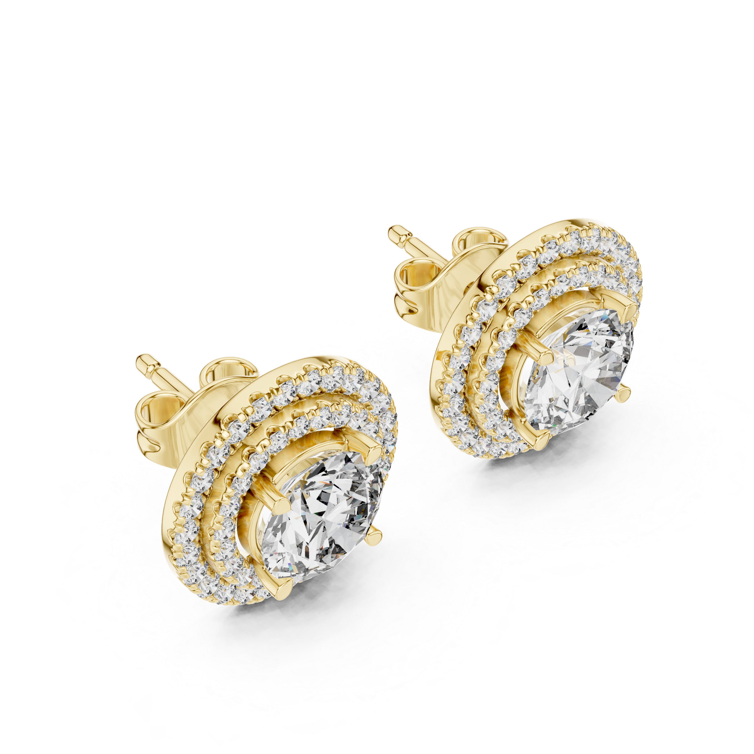 Halo Diamond Stud Earrings