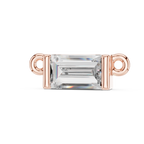 Side profile of rose gold baguette diamond pendant highlighting smooth contours and refined style