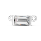 Side view of white gold baguette diamond pendant showing clean lines and elegant craftsmanship