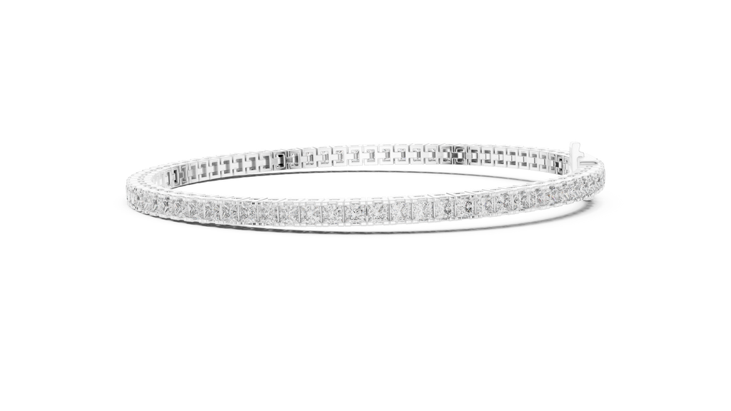 White gold princess cut diamond tennis bracelet front view fine jewelry