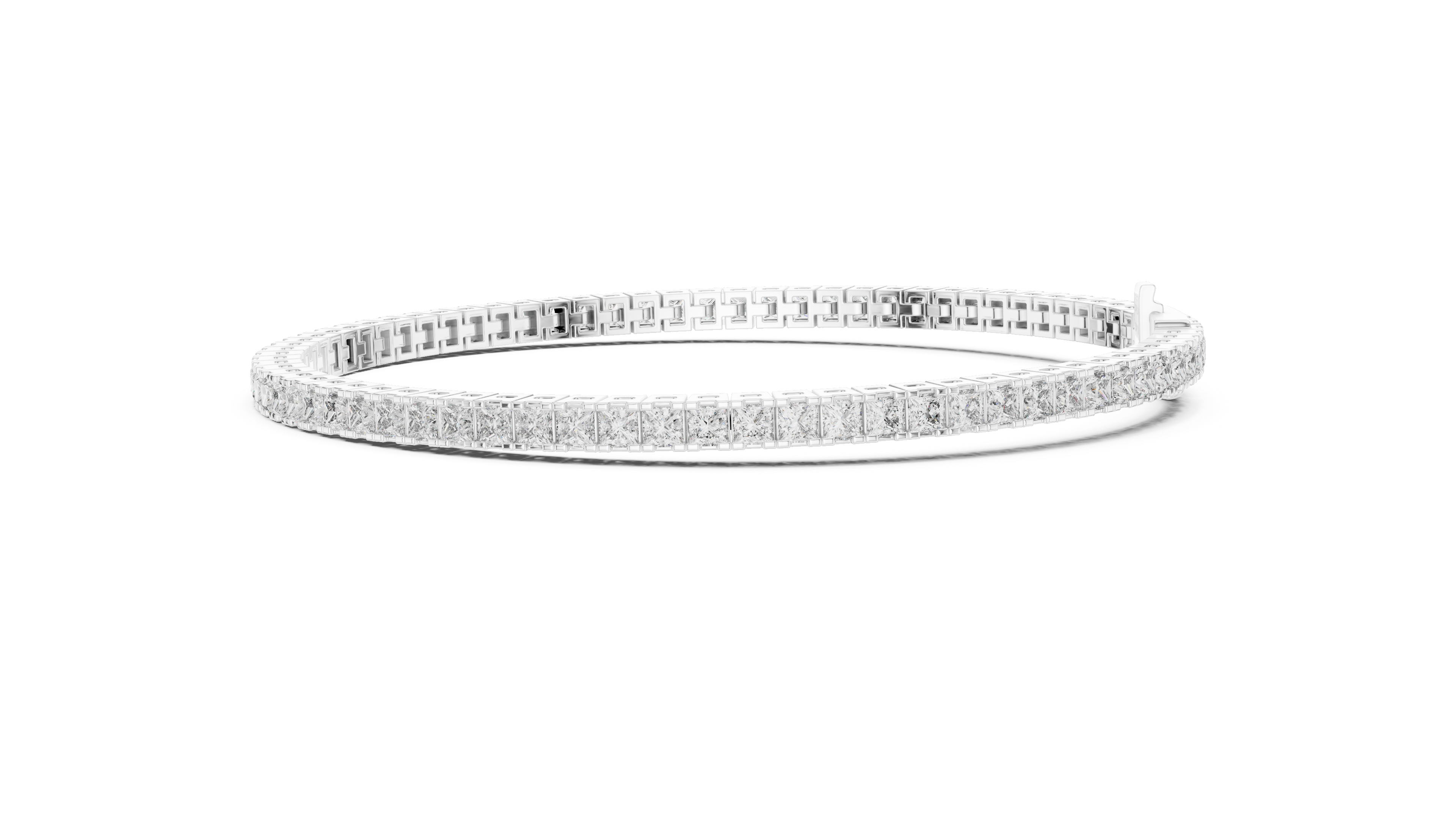 White gold princess cut diamond tennis bracelet front view fine jewelry