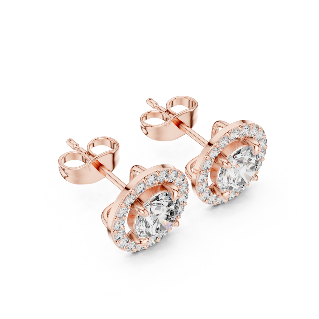Halo Diamond Stud Earrings