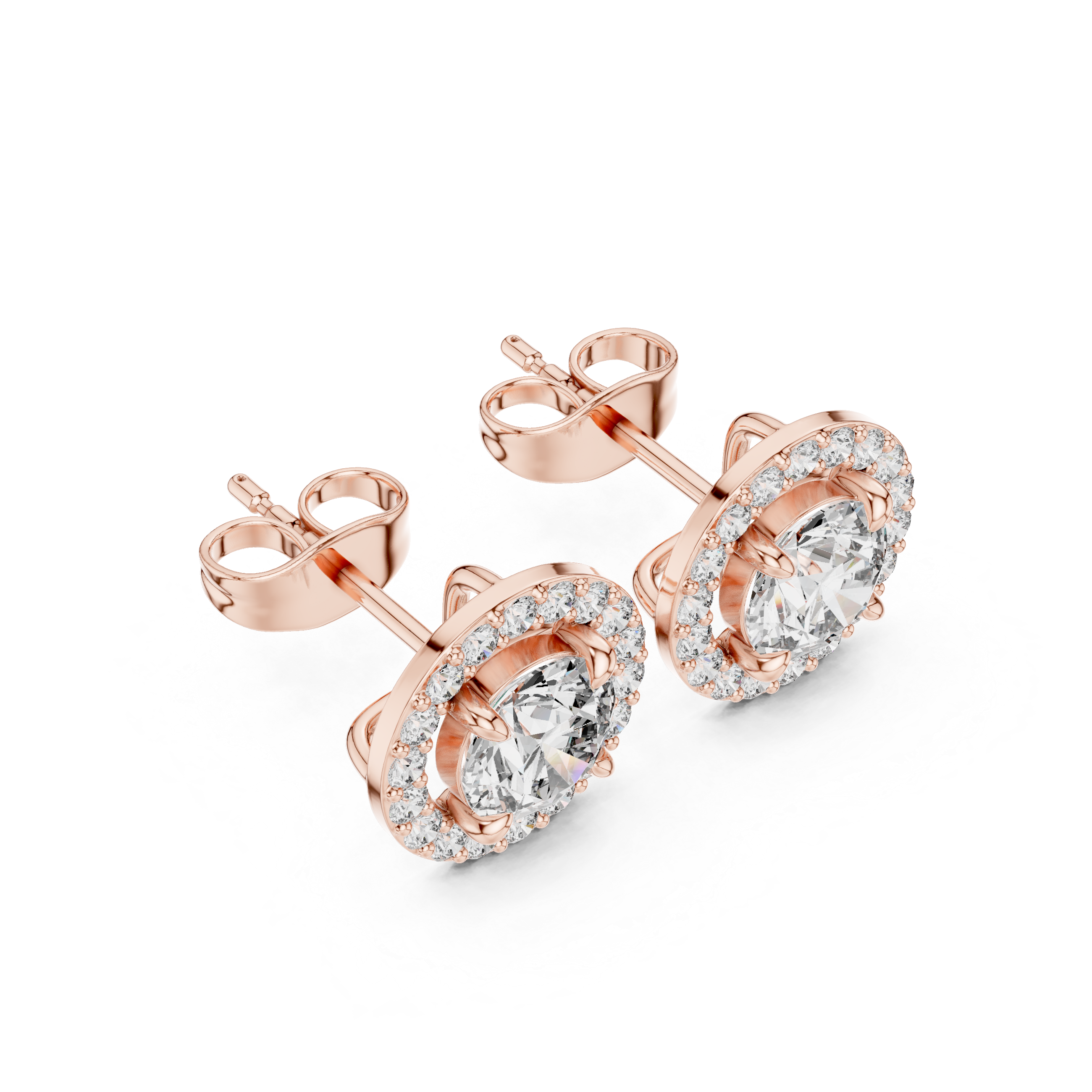 Halo Diamond Stud Earrings