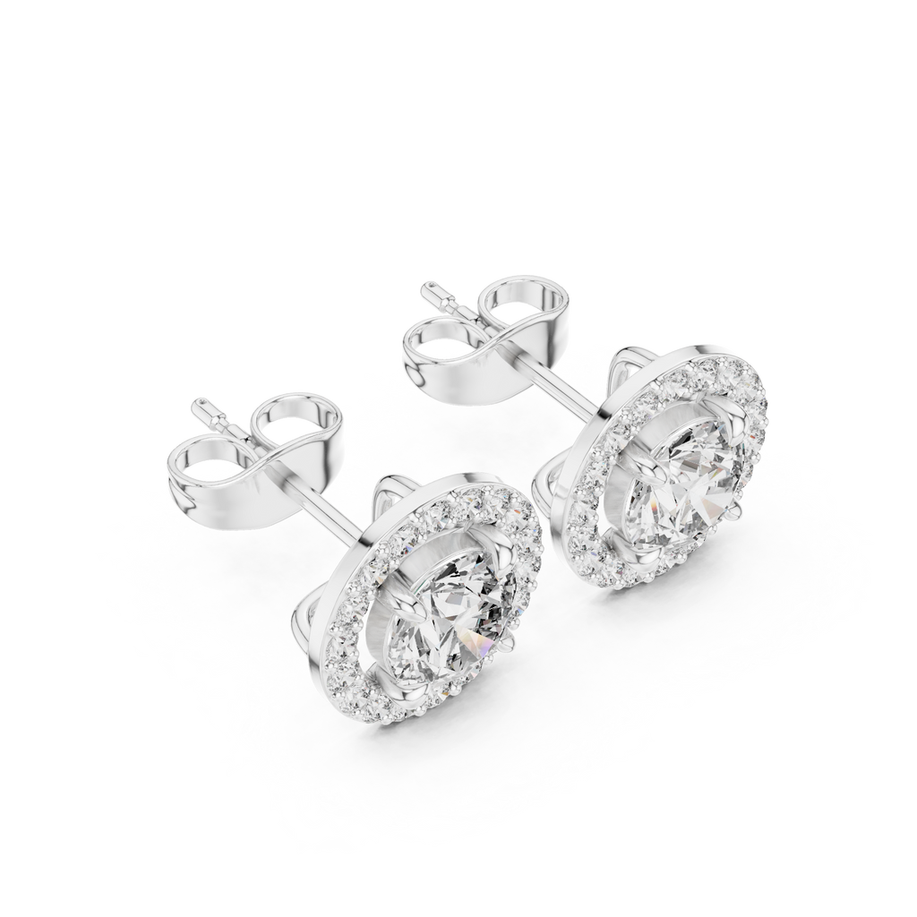 Halo Diamond Stud Earrings