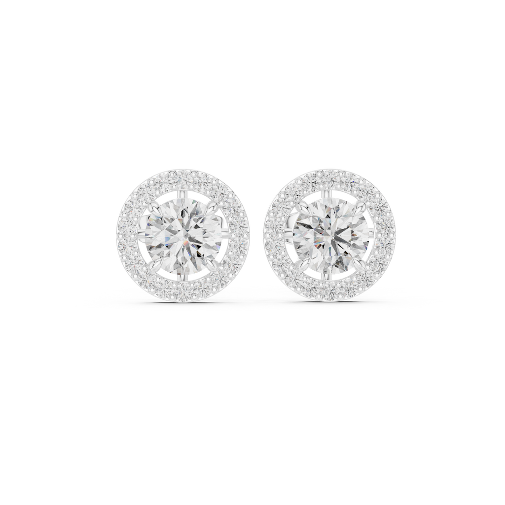 Halo Diamond Stud Earrings
