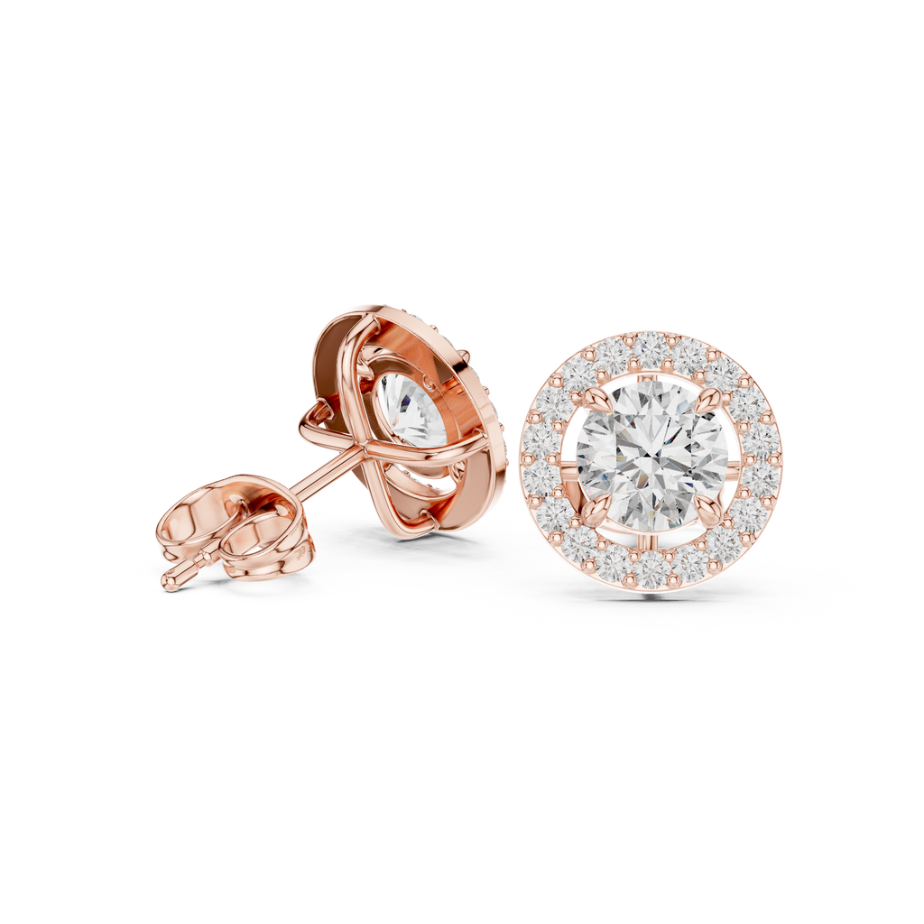 Halo Diamond Stud Earrings