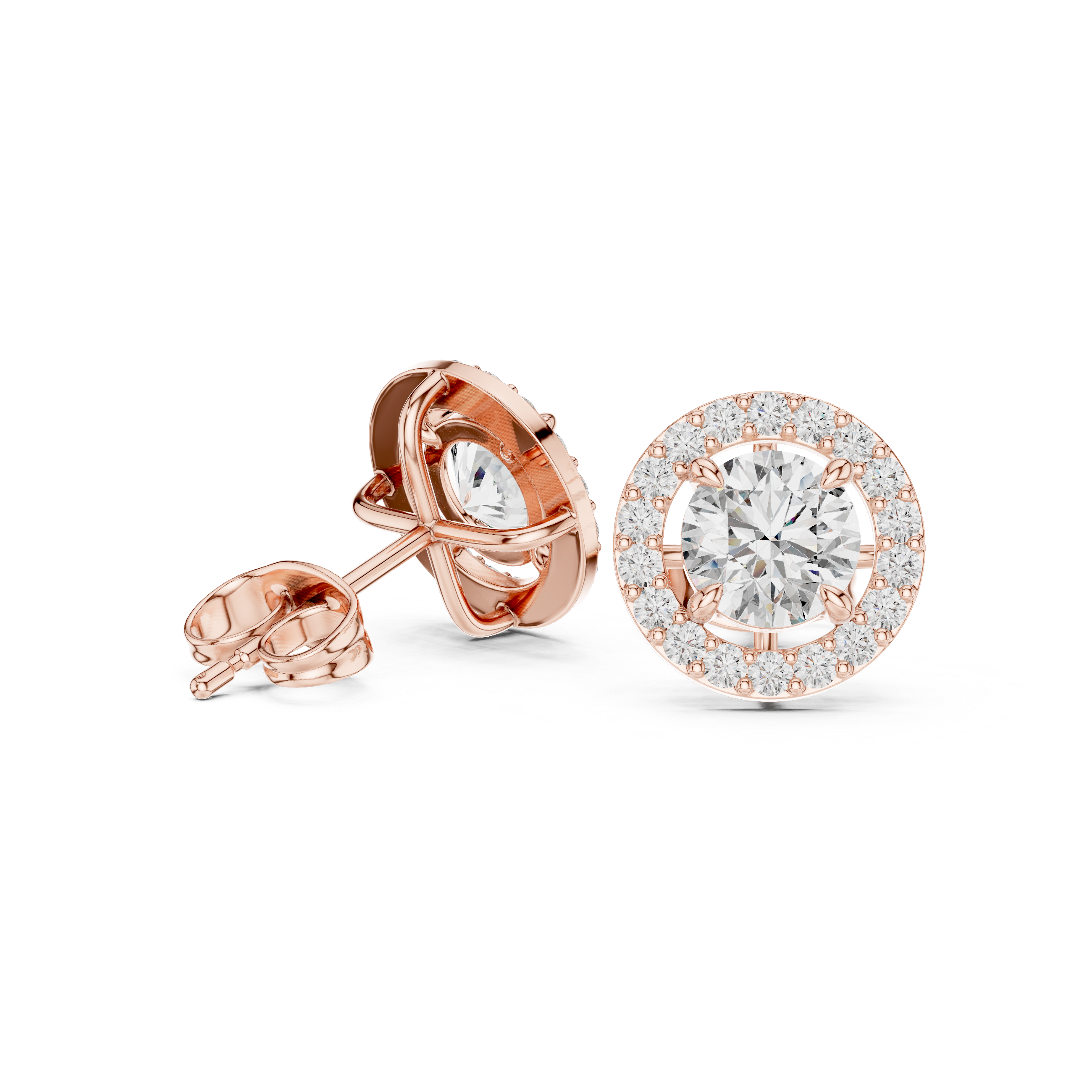Halo Diamond Stud Earrings