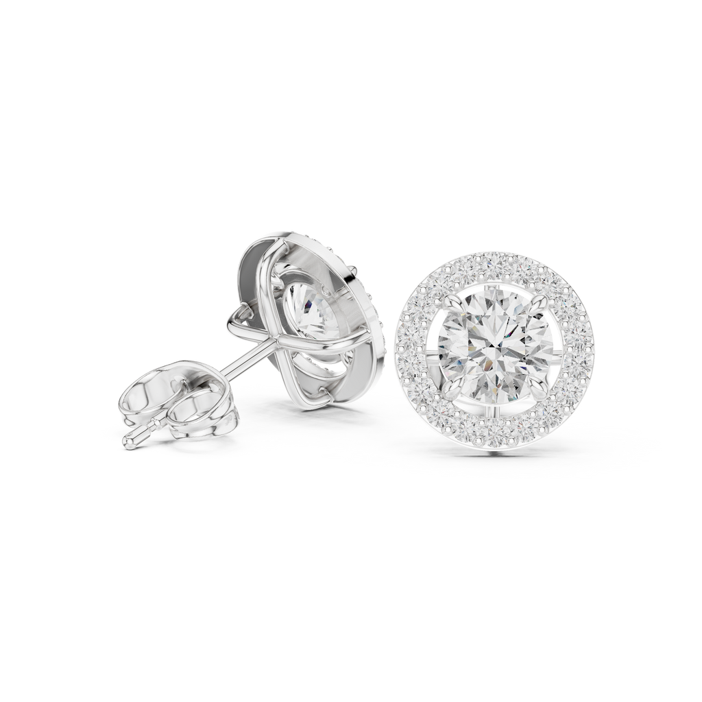 Halo Diamond Stud Earrings
