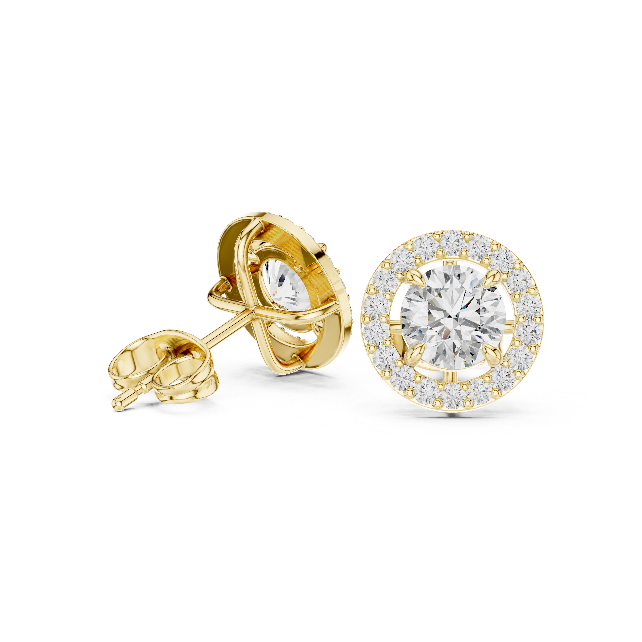 Halo Diamond Stud Earrings