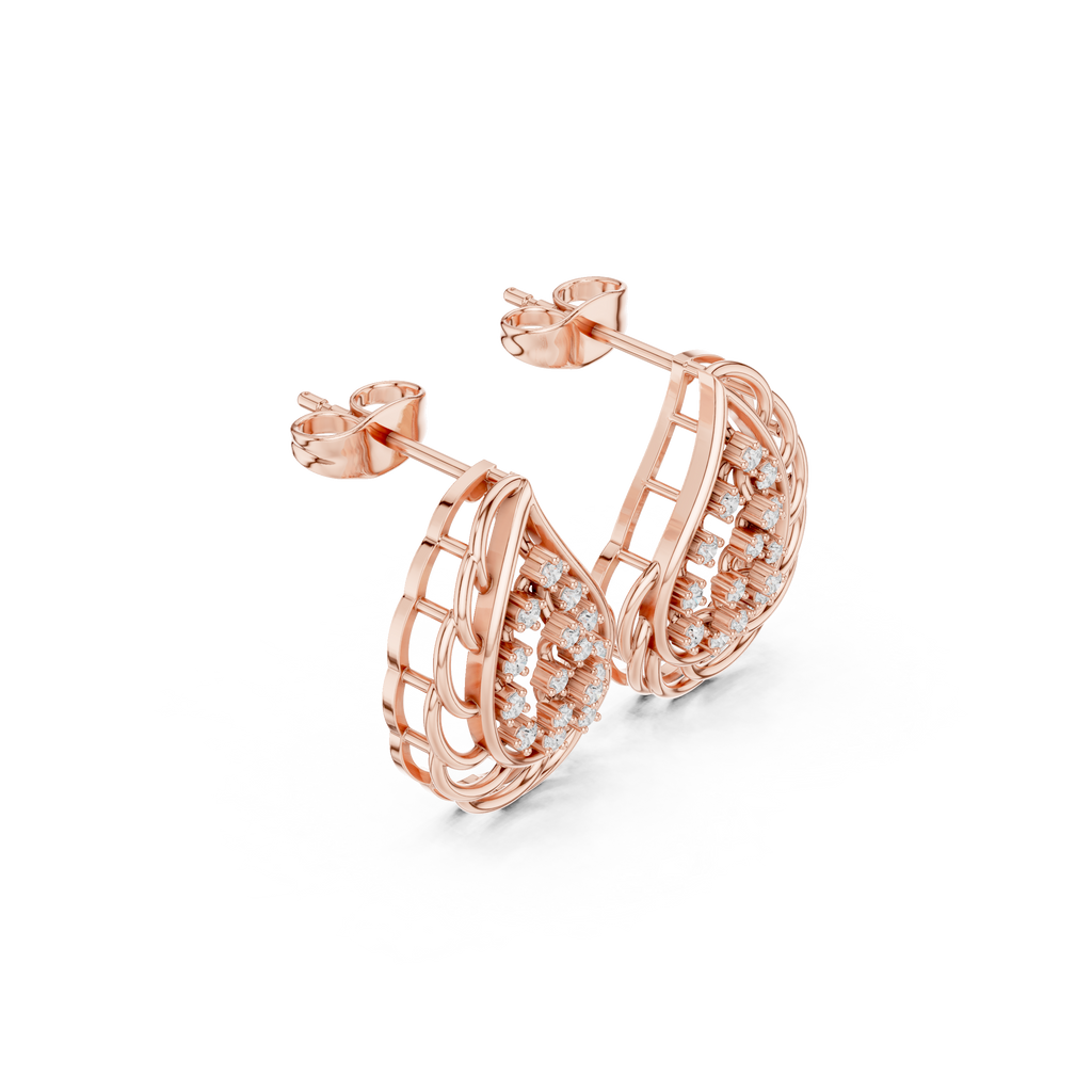 Lab-Grown Diamond Leaf Stud Earrings in Solid Gold
