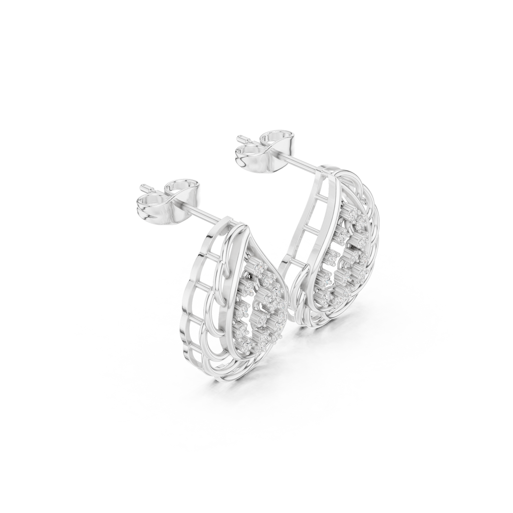 Lab-Grown Diamond Leaf Stud Earrings in Solid Gold