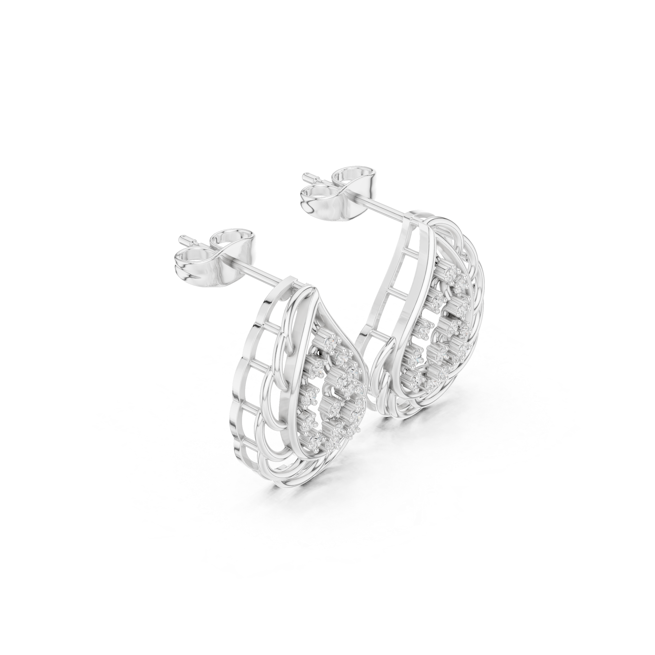 Lab-Grown Diamond Leaf Stud Earrings in Solid Gold