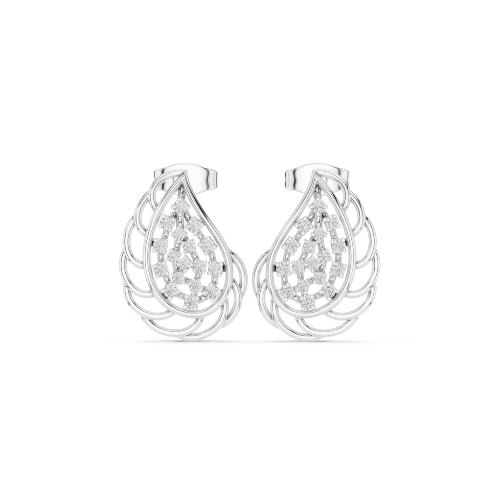 Lab-Grown Diamond Leaf Stud Earrings in Solid Gold