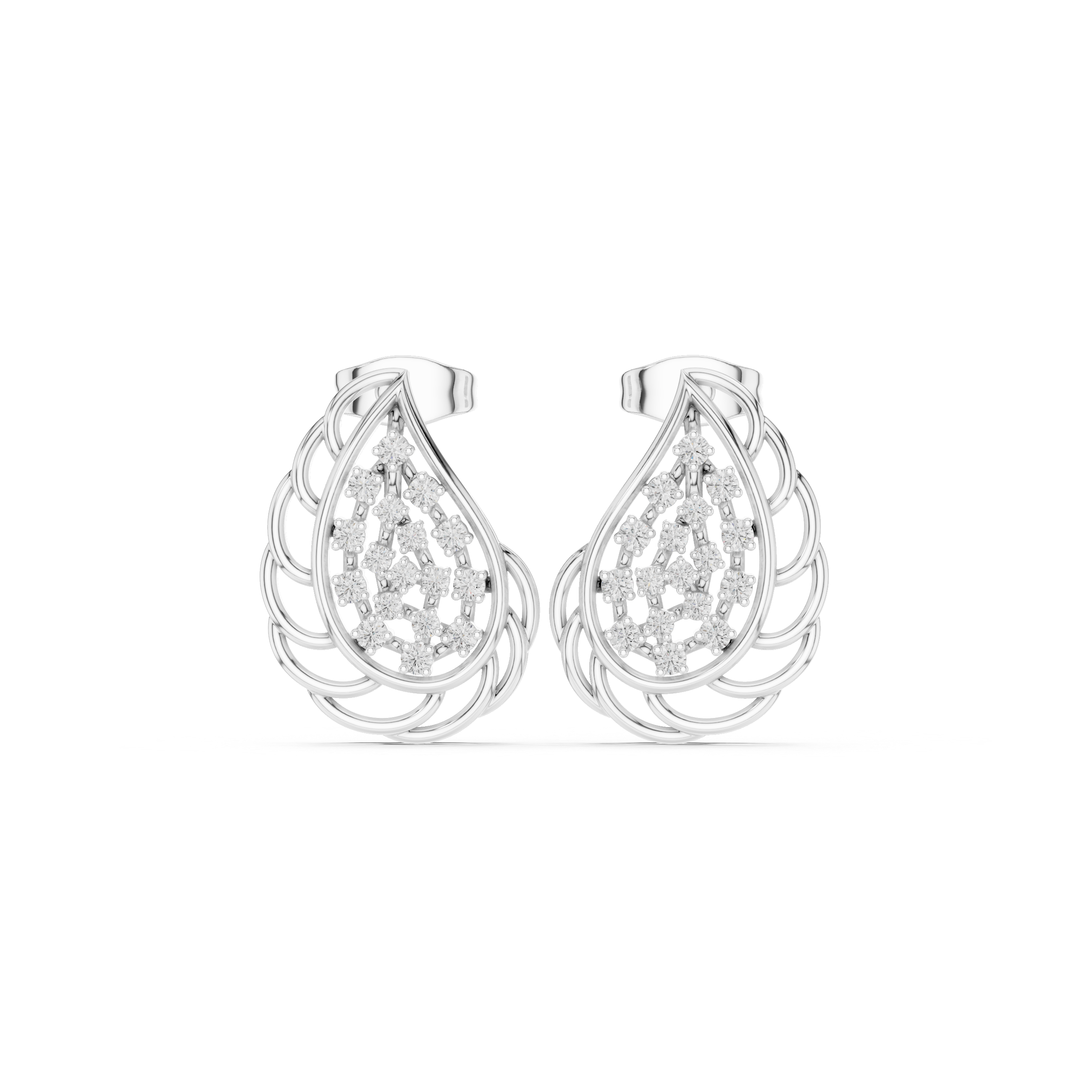 Lab-Grown Diamond Leaf Stud Earrings in Solid Gold
