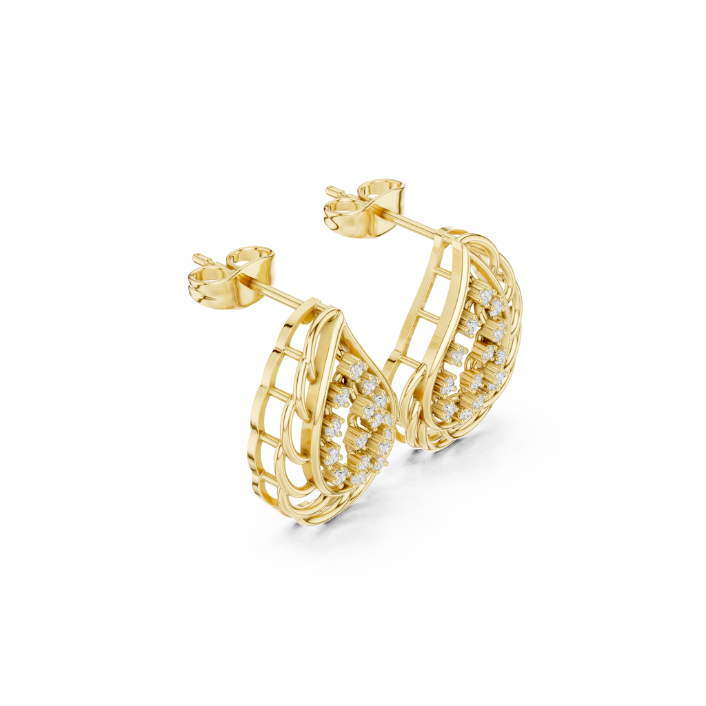Lab-Grown Diamond Leaf Stud Earrings in Solid Gold