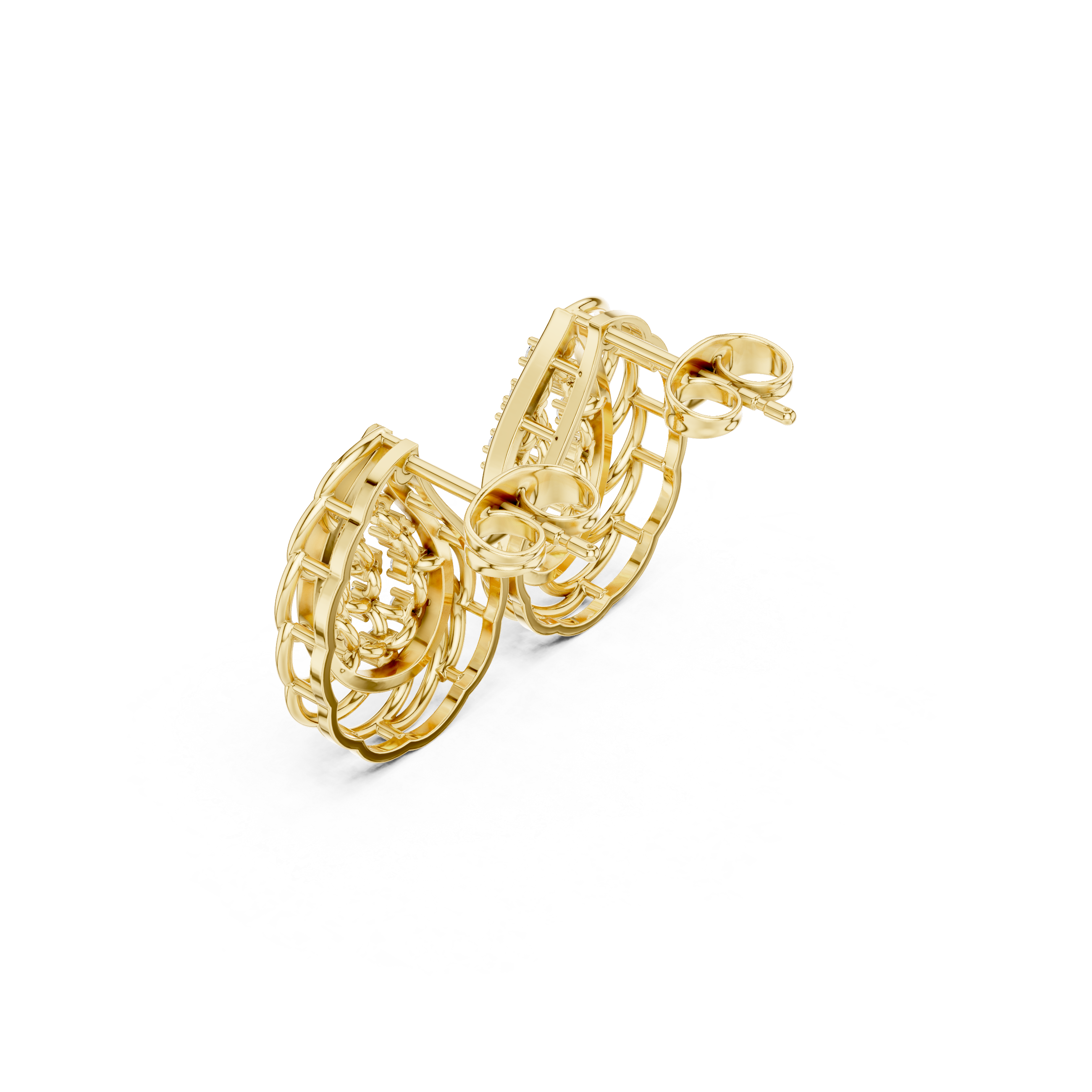 Lab-Grown Diamond Leaf Stud Earrings in Solid Gold