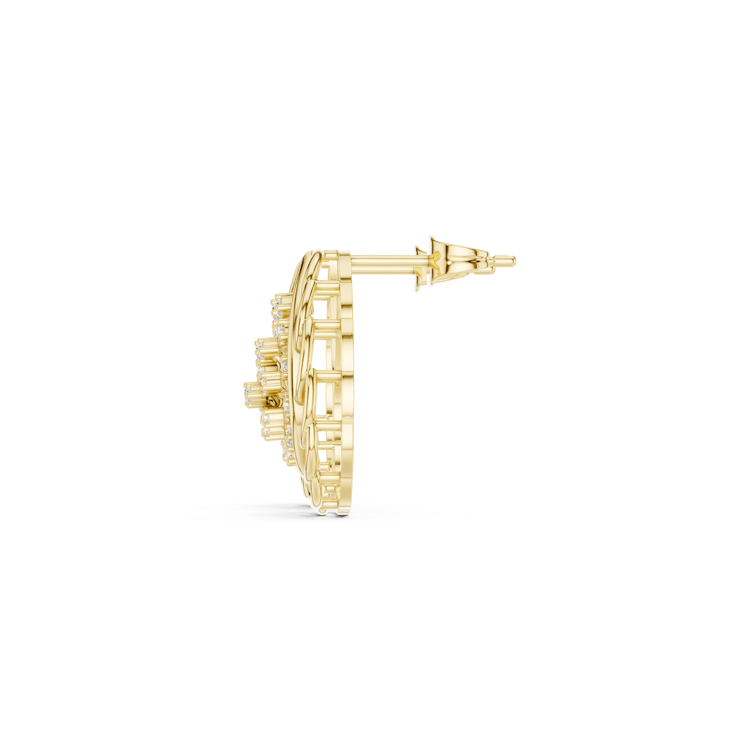 Lab-Grown Diamond Leaf Stud Earrings in Solid Gold