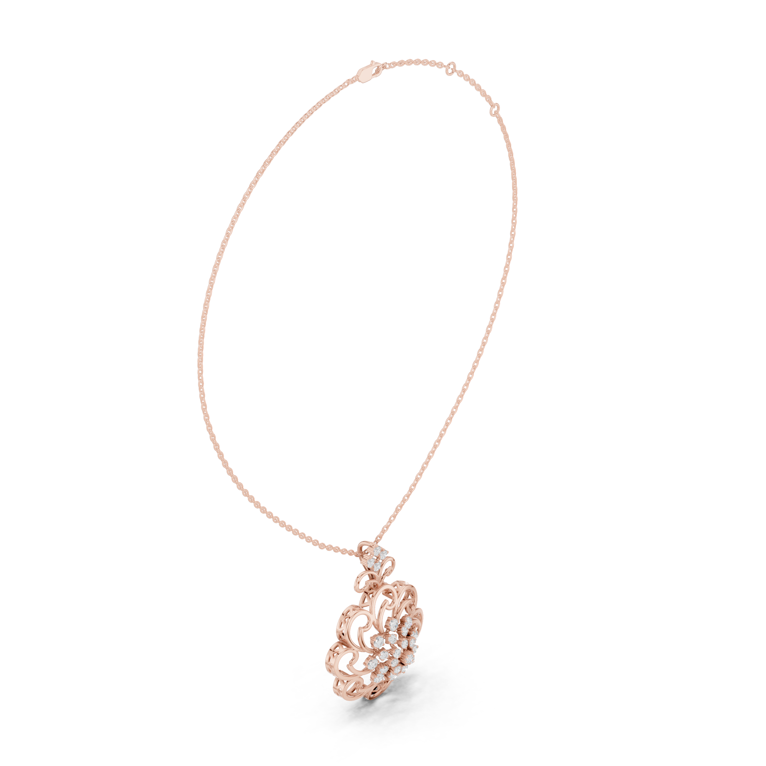 Floral Diamond Pendant Necklace