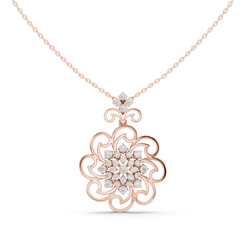 Floral Diamond Pendant Necklace