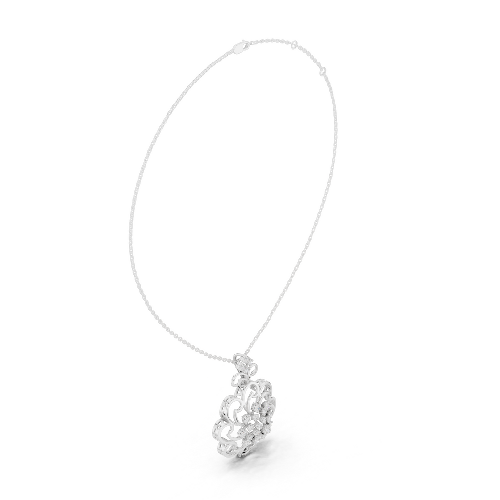 Floral Diamond Pendant Necklace
