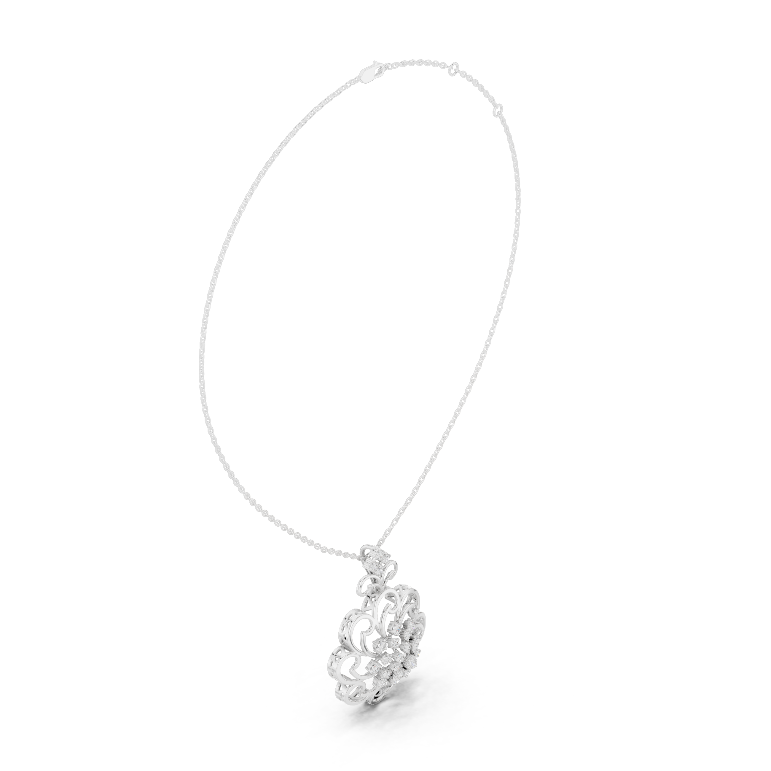 Floral Diamond Pendant Necklace