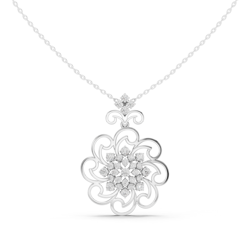 Floral Diamond Pendant Necklace