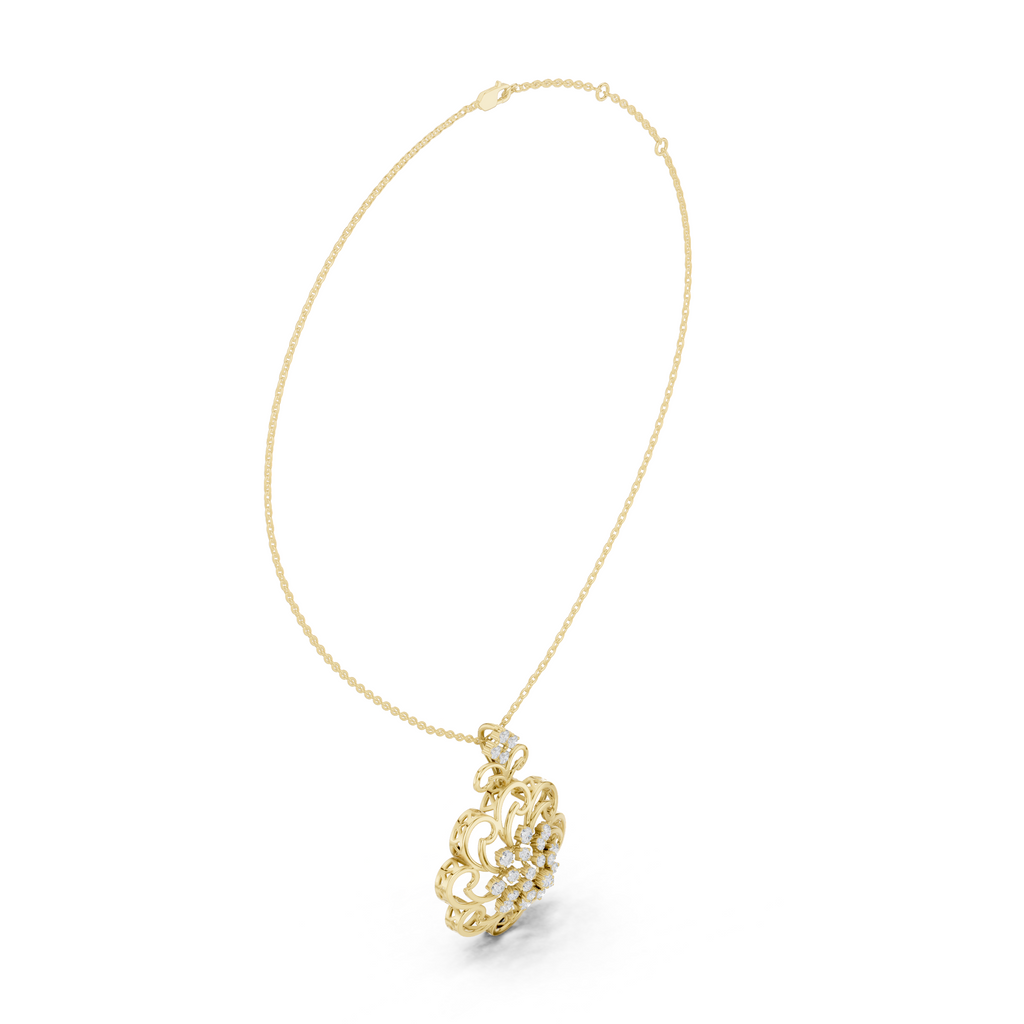 Floral Diamond Pendant Necklace