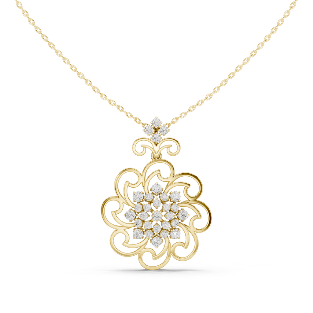 Floral Diamond Pendant Necklace