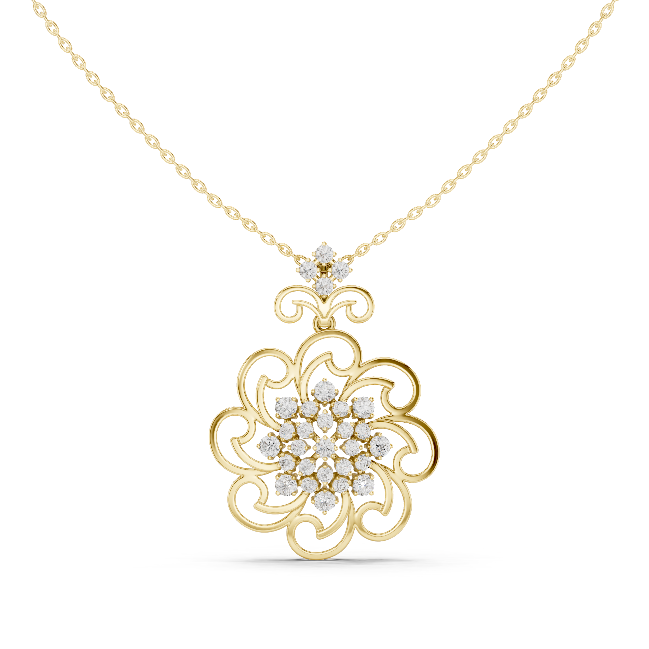 Floral Diamond Pendant Necklace