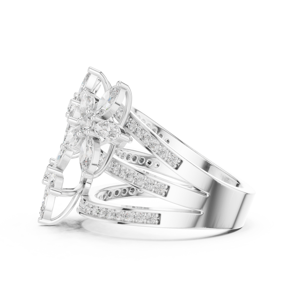 Floral Marquise Diamond Ring