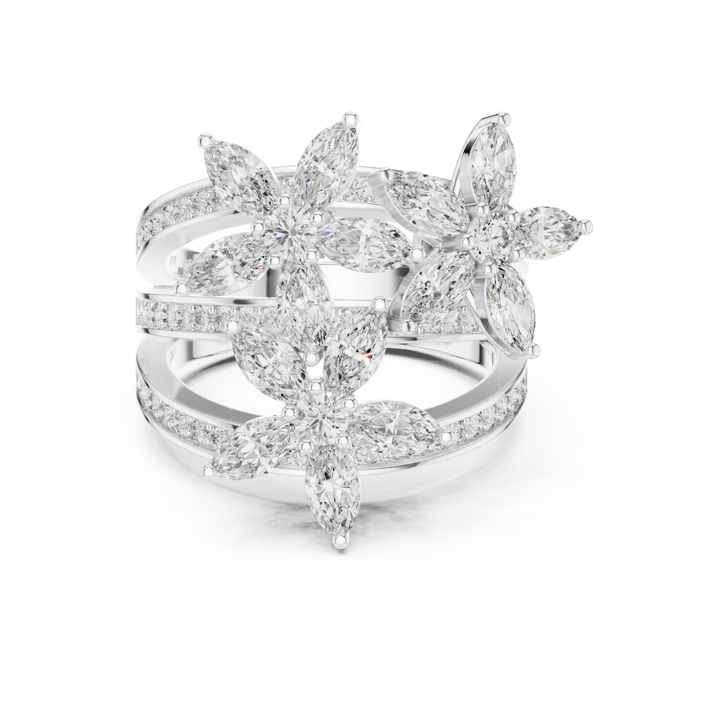 Floral Marquise Diamond Ring