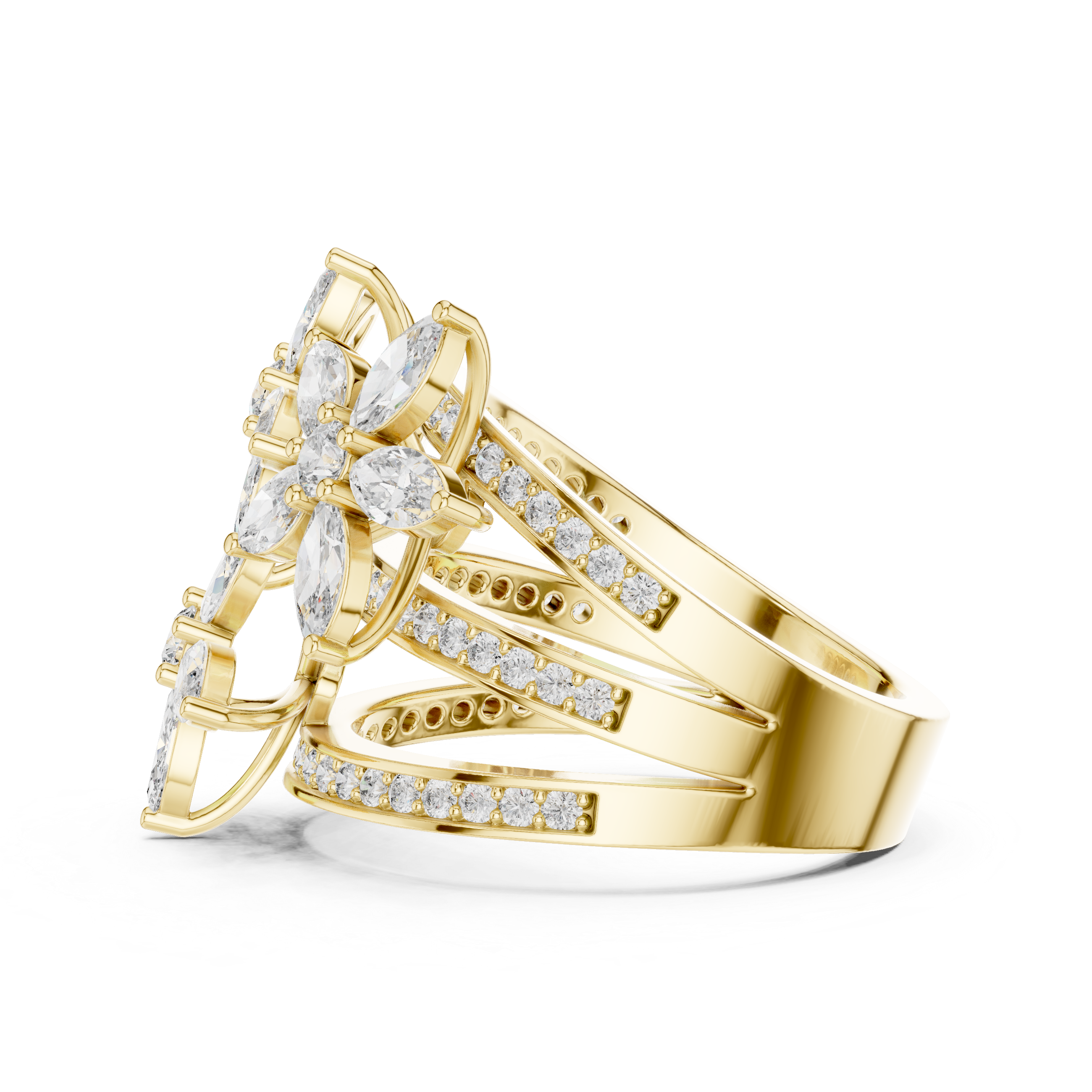 Floral Marquise Diamond Ring