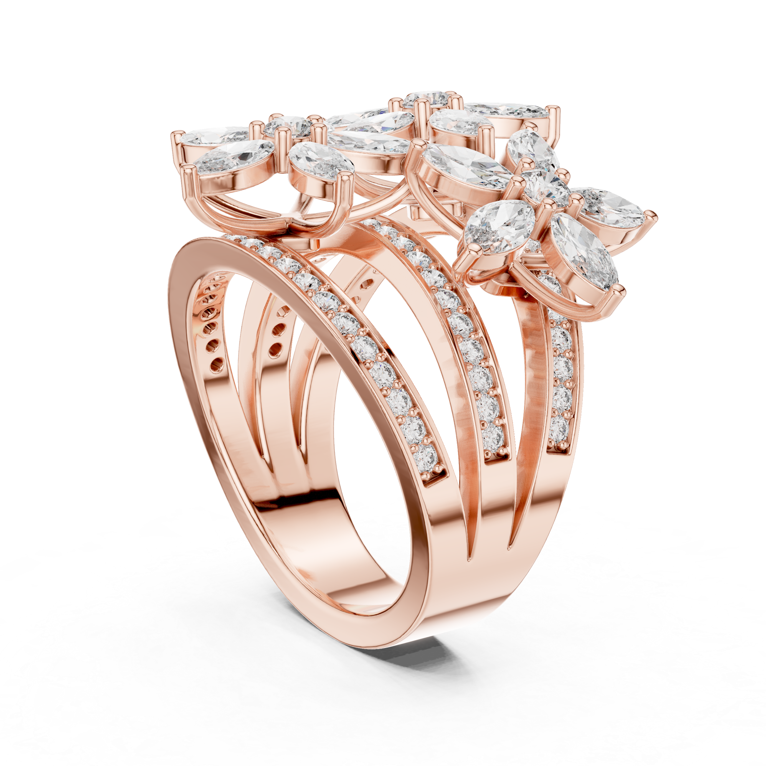 Floral Marquise Diamond Ring