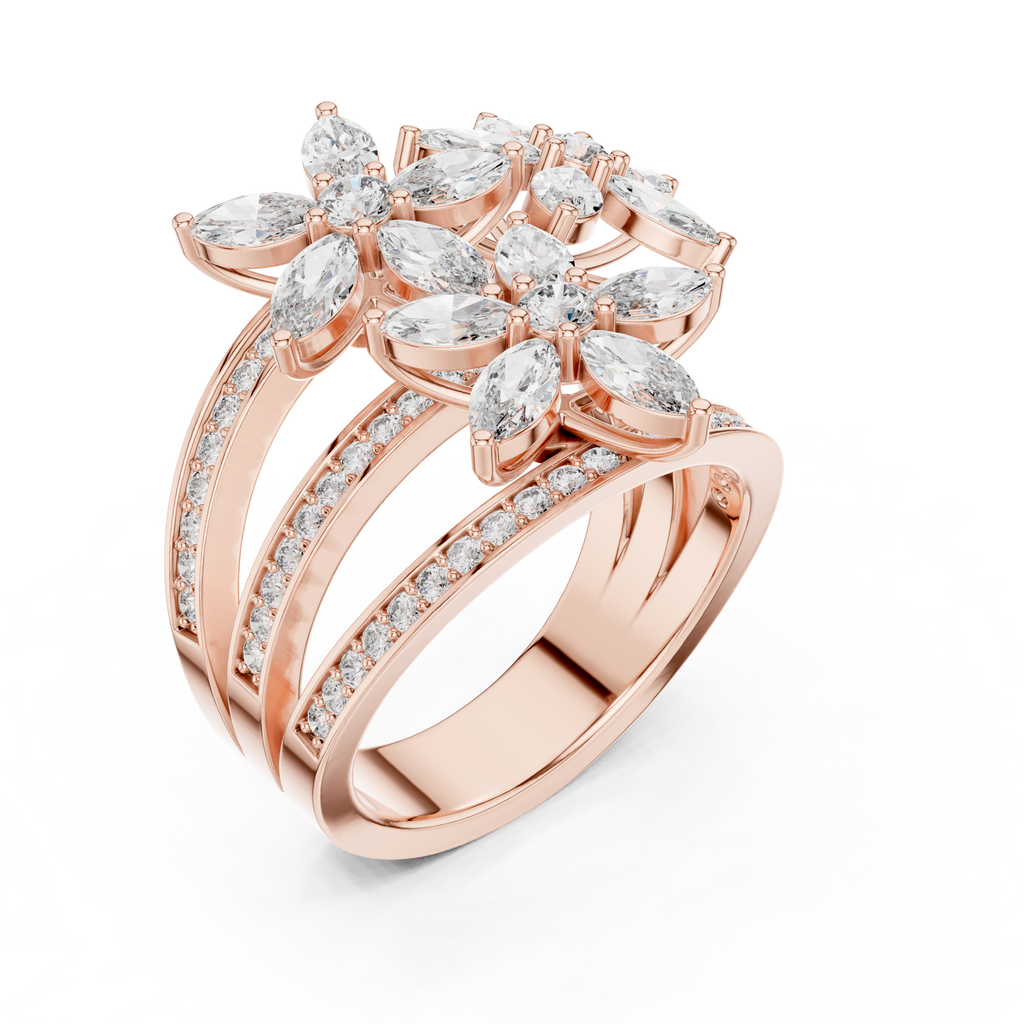 Floral Marquise Diamond Ring