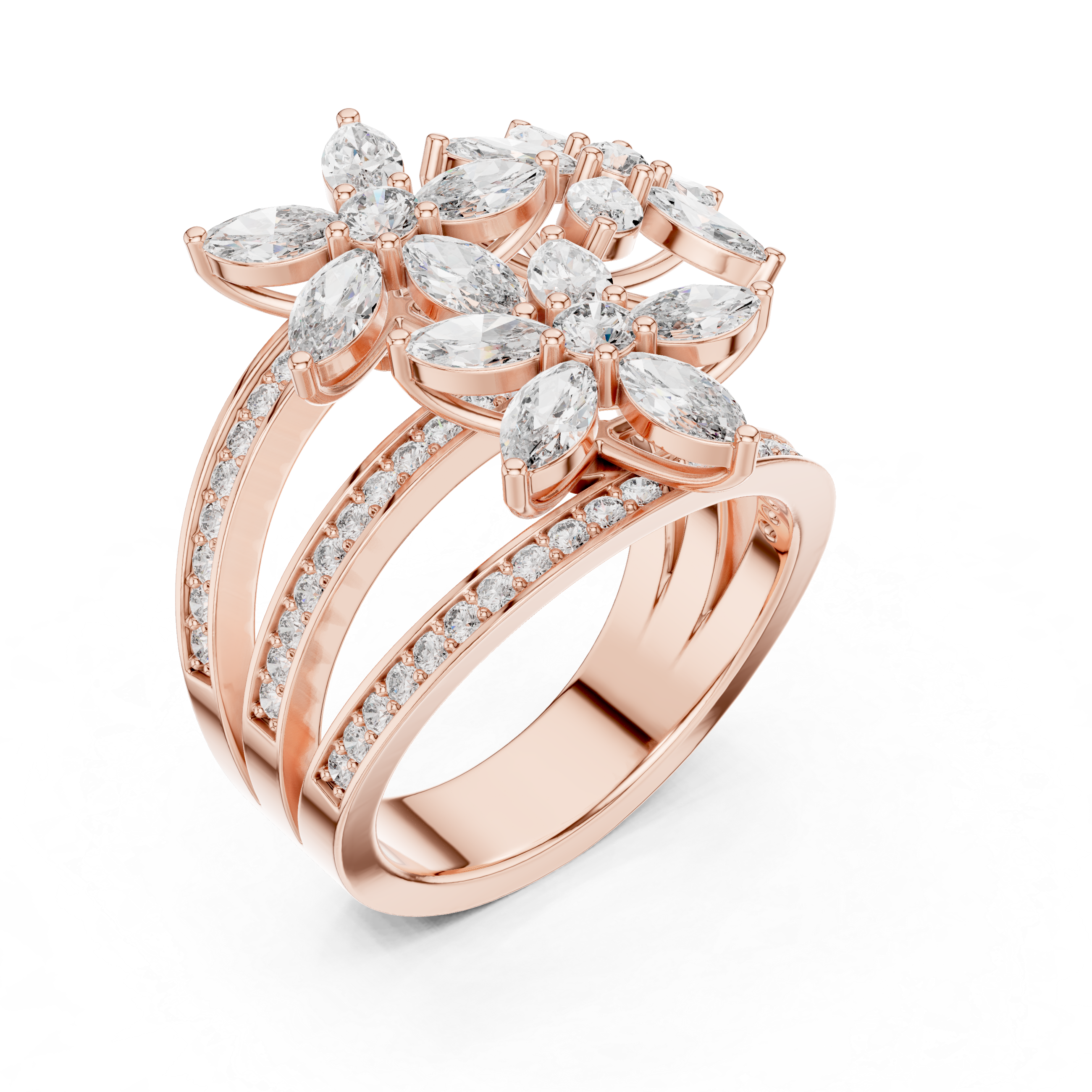 Floral Marquise Diamond Ring