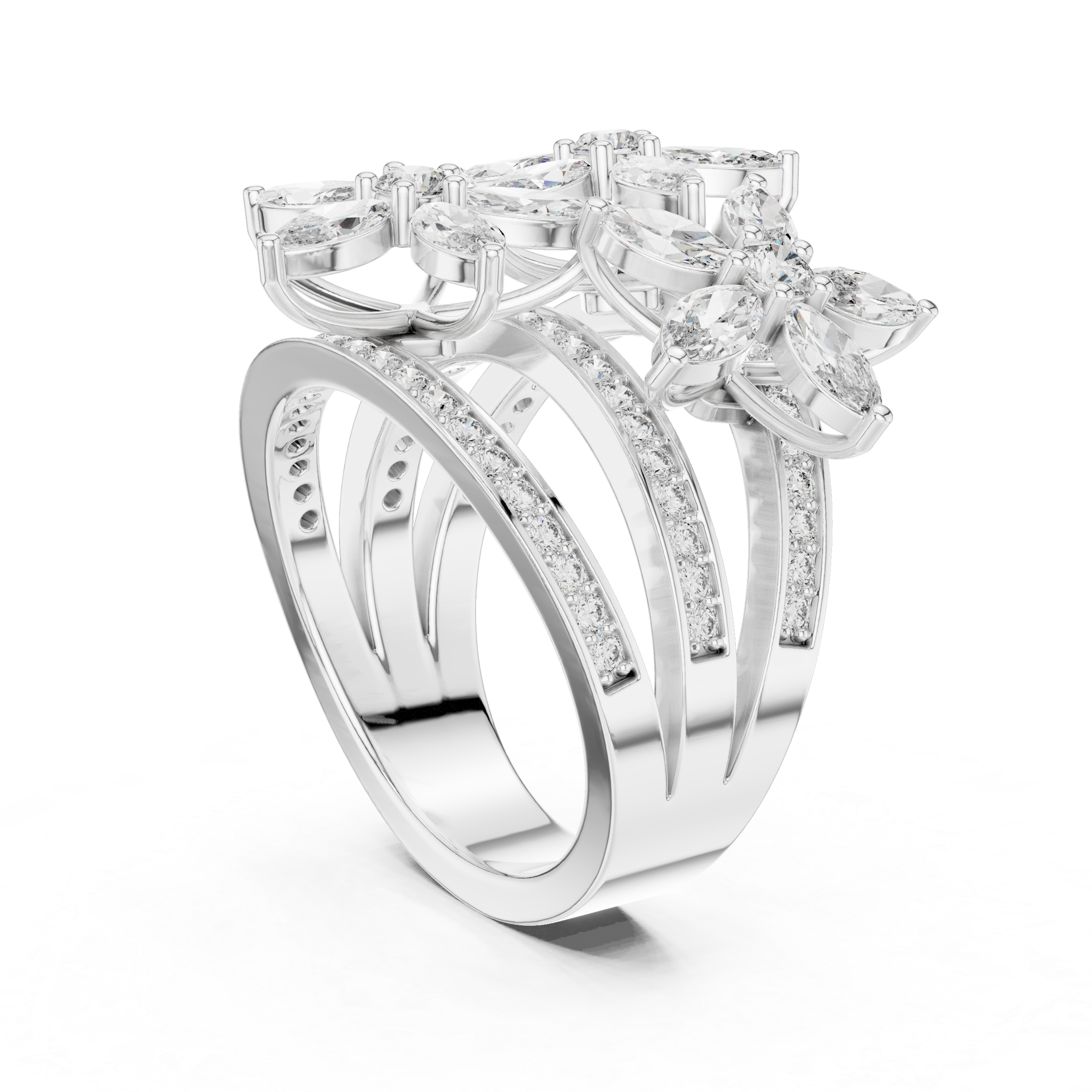 Floral Marquise Diamond Ring