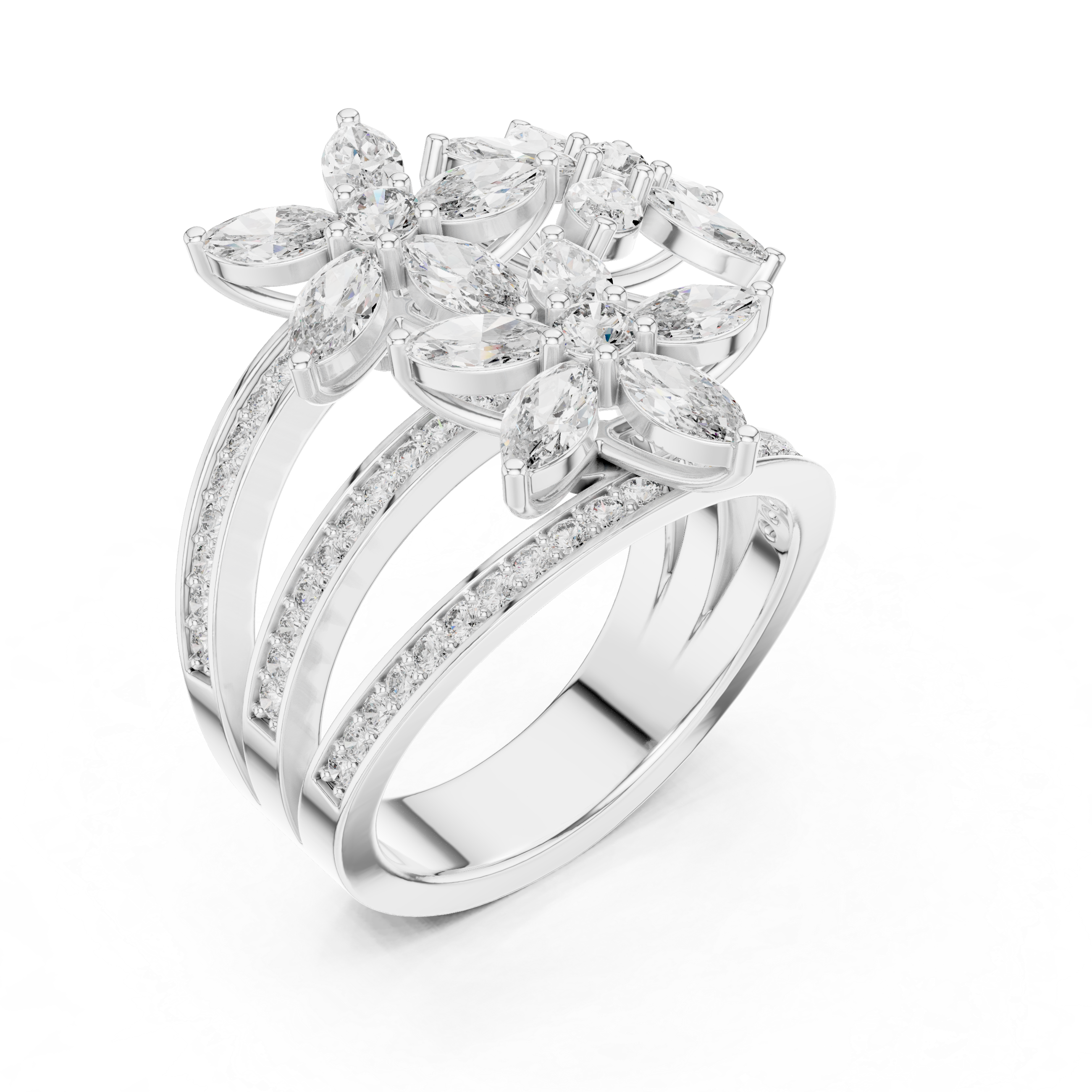 Floral Marquise Diamond Ring